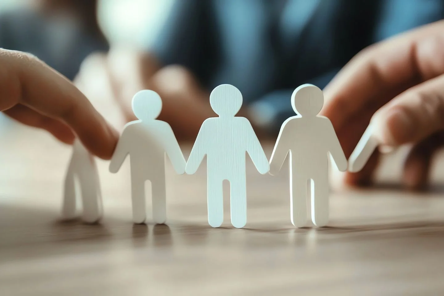 people shaped wooden cutouts
