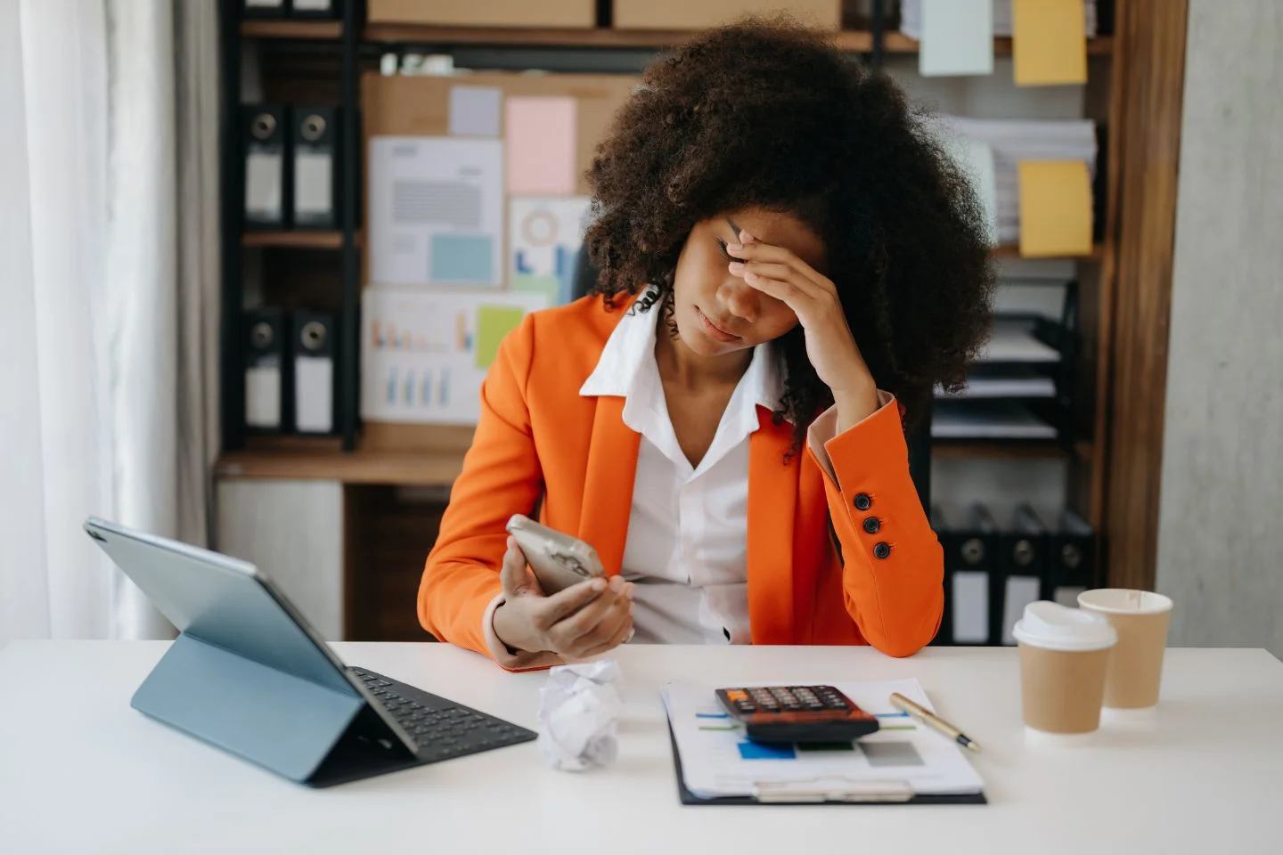 person looking bored at work