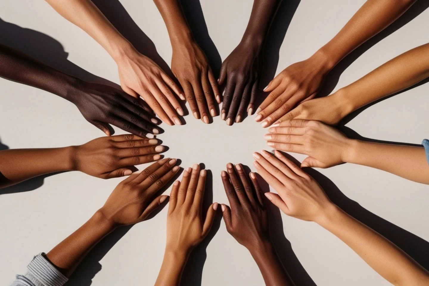 hands in outstretched to form a circle